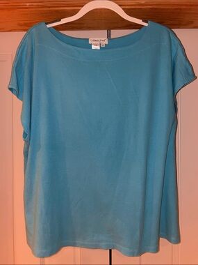 Coldwater Creek Teal Short-Sleeve Scoop Neck Top Size 2X